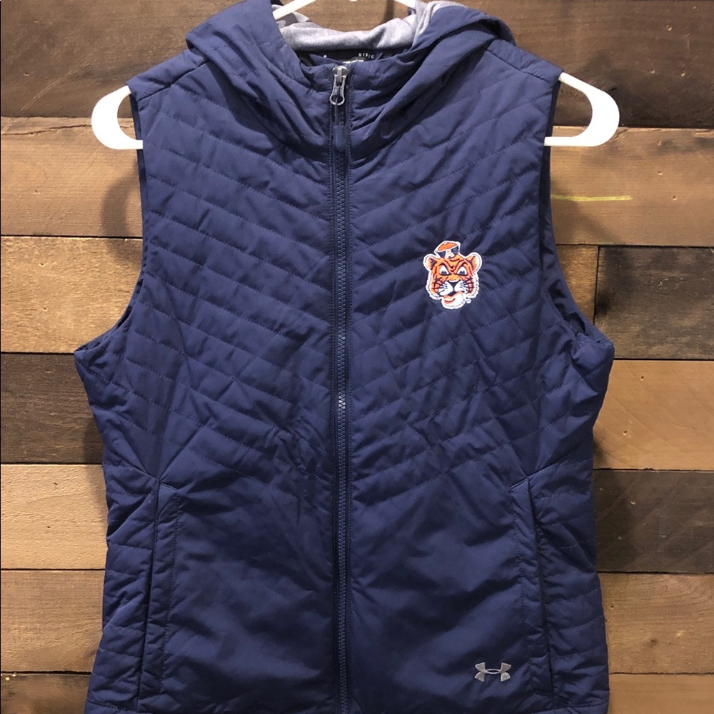 Under Armour Navy Quilted Hooded Vest Auburn Tigers